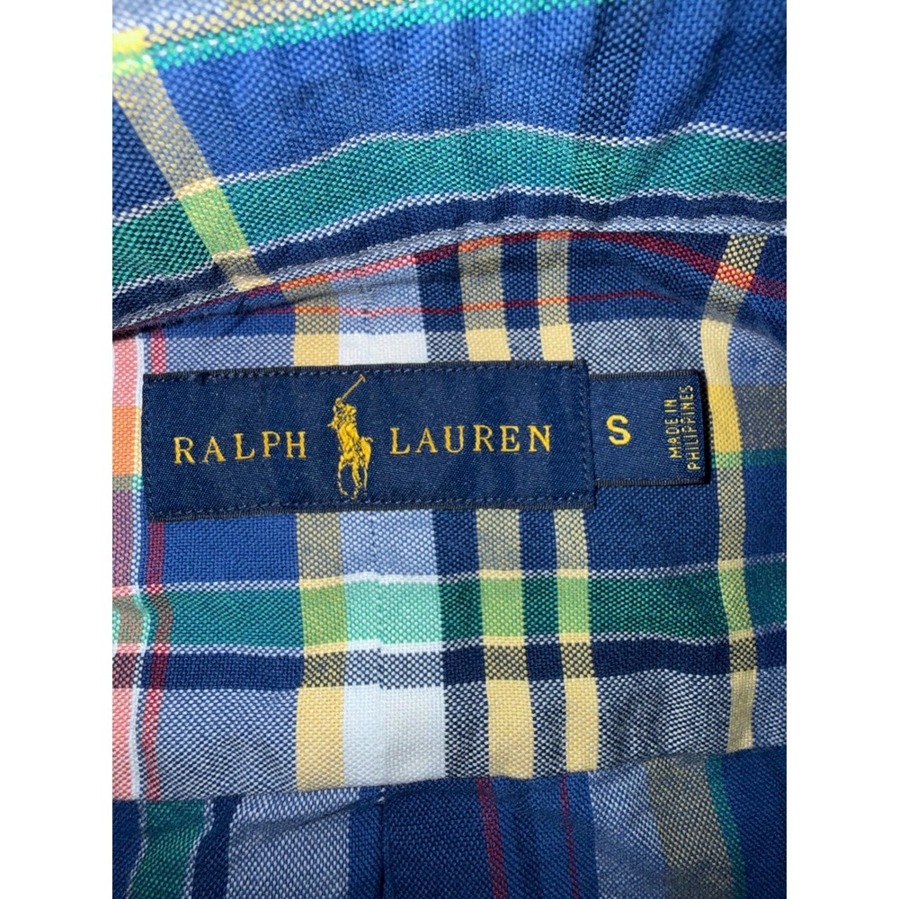 Ralph Lauren Plaid Button Down Shirt Mens S Blue Yellow Long Sleeve Cotton - Picture 5 of 9